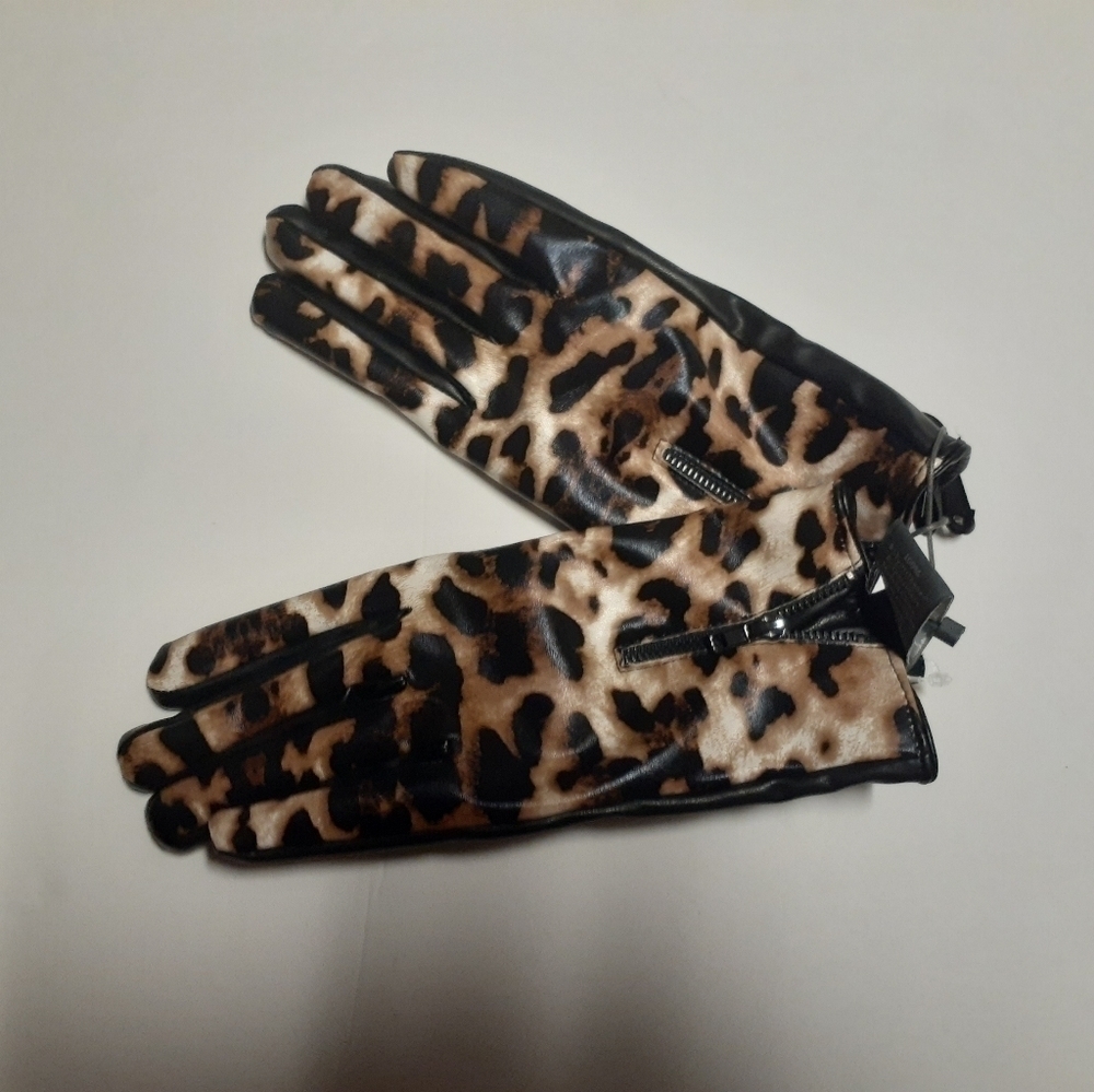 Vince Camuto Animal Print Gloves Size M - Picture 4 of 6